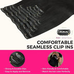 Lashey Seamless Clip in Hair Extensions Human Hair 210g 10pcs 18 Inch Natural Black Thick Clip in Hair Extensions Straight Soft and Invisible with Invisi Edge