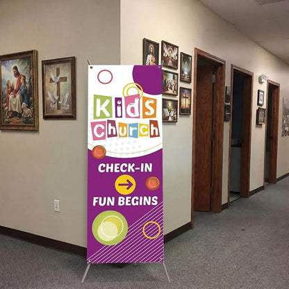 Hahafelt Kids Church Check-in Banners 23 x 63 Inch VBS 2026 Childrens Church - Image 4