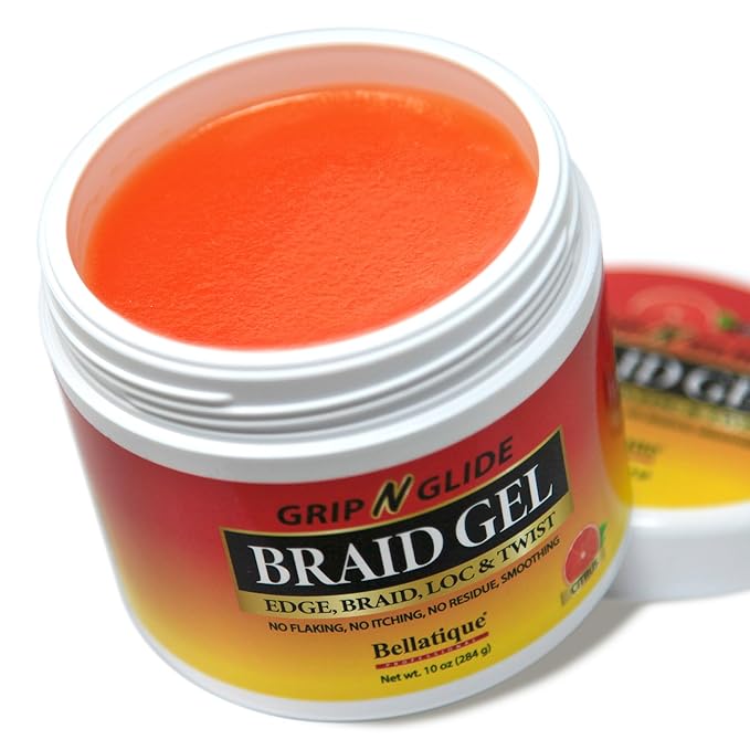 GRIP N GLIDE Braiding Gel Maximum Hold for LOC & Twist - No Flaking, No Whitening, Fast Drying, High Shine, Cool & Refreshing, Long Lasting Hold (10 oz)