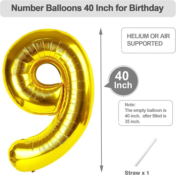 Number 8 Balloons 40 Inch Gold Balloon Birthday Decorations - Image 5