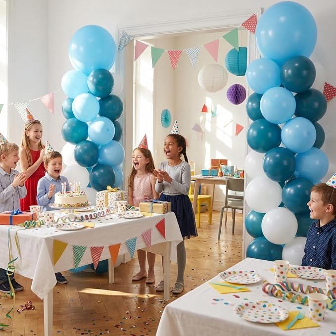 Jenaai 2 Sets 163 Pcs Turquoise Teal Balloons Column Stand Kit Teal Balloons - Image 6