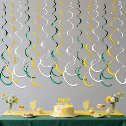 36 Pcs Green Yellow White Hanging Swirl Decorations Felt Swirl Streamer Spiral - Image 6
