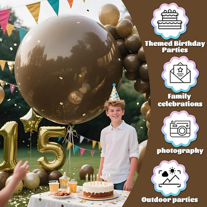 Brown Balloons 9pcs 36 Inch Extra Large Big Jumbo Giant Dark Brown Boho Neutral - Image 5