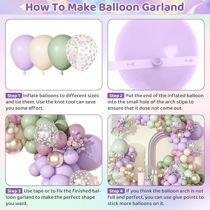Ouddy Party Dusty Green Purple Pink Arch Garland Kit 18 12 10 5 Inch | - Image 4