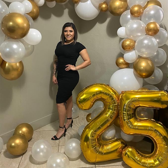 Gold Number 50 Birthday Balloons, 40 Inch Large Mylar Foil Number 5 and 0 - Image 3