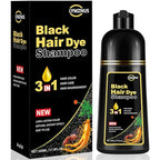 Black Hair Color Shampoo for Gray Coverage - New Upgrade 3-in-1 Herbal Long-Lasting Formula for Women & Men