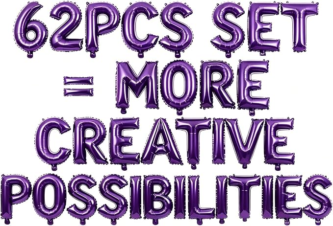 62 Pcs Purple Letter Balloons, Custom 2 Set A-Z Set by GOGAKIE