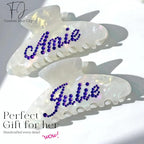 Personalized Colorful Name Hair Claw Clips for Women,Custom Hair Clips with Diamond,Cute Hair Accessories 4",Handmade Rhinestones Hair Clamp Gifts for Mom,Bride,Wife,Bridesmaid,Couples(Shell White)