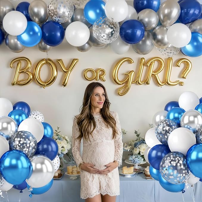 Navy Blue White Silver Balloons 50 Pcs 12 Inch | Wedding Bridal Shower - Image 6