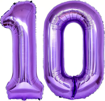 Number 10 Purple Balloons 40 Inch Giant Purple 10 Number Foil Helium Balloons by LHOAVWE