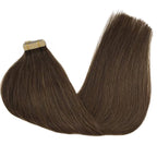 GOO GOO Tape in Hair Extensions Human Hair, 4A Chocolate Brown, 22inch 50g 20pcs, Skin Weft Seamless Invisible, Silky Straight with Thick Ends, Remy Human Hair