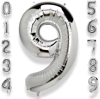AULE 40 Inch Silver 9 Balloon Number Foil 0-9 Birthday Big Numbers | Birthday by AULE