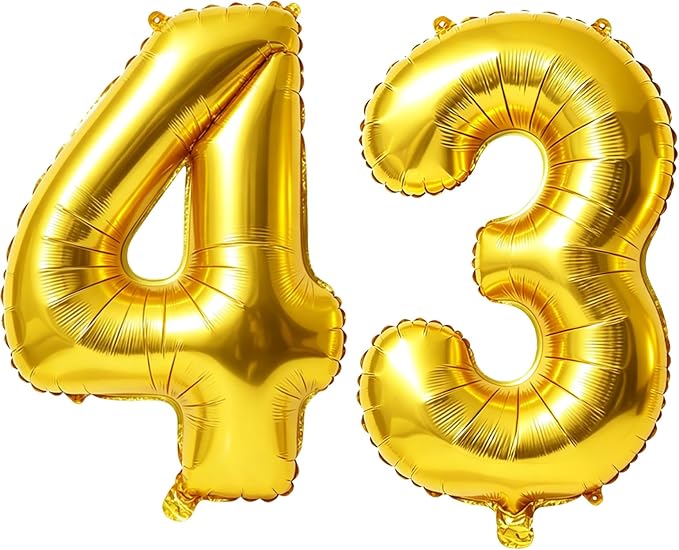 40 Inch Number 43 Balloons for 43rd Birthday Party Decorations, 0-100 Gold by FOBELEC