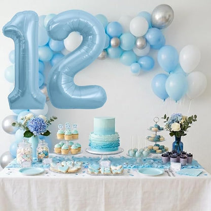 TONIFUL 40 Inch Pastel Blue Number 12 Foil Balloons Large Mylar Foil Digit 12 - Image 3