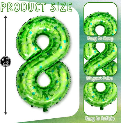 40 Inch Lime Green Pixel Number 18 Balloon, Adult Gamer 18th Bday Decor | 40" - Image 3