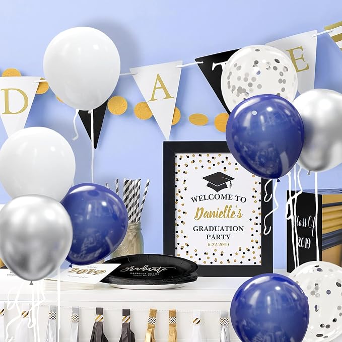 62pcs Silver Navy Blue Balloons Kit - Image 6