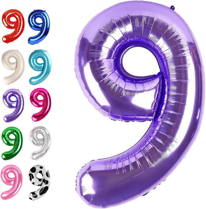 Purple Number 9 Balloon 40 inch, Balloon numbers party supplies, deco photo by Upgesy