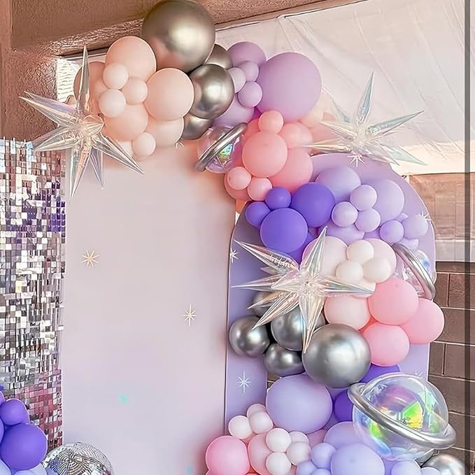 Iridescent Explosion Star Holographic Balloons Star Burst Sparkly Balloons - Image 3