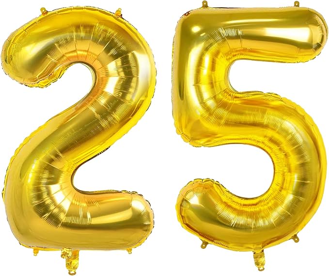 Number 25 Balloons for 25th Birthday Party Decorations, 0-100 Large No.25 by Joycard