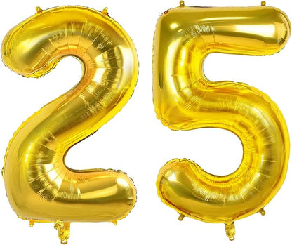 Number 25 Balloons for 25th Birthday Party Decorations, 0-100 Large No.25 by Joycard