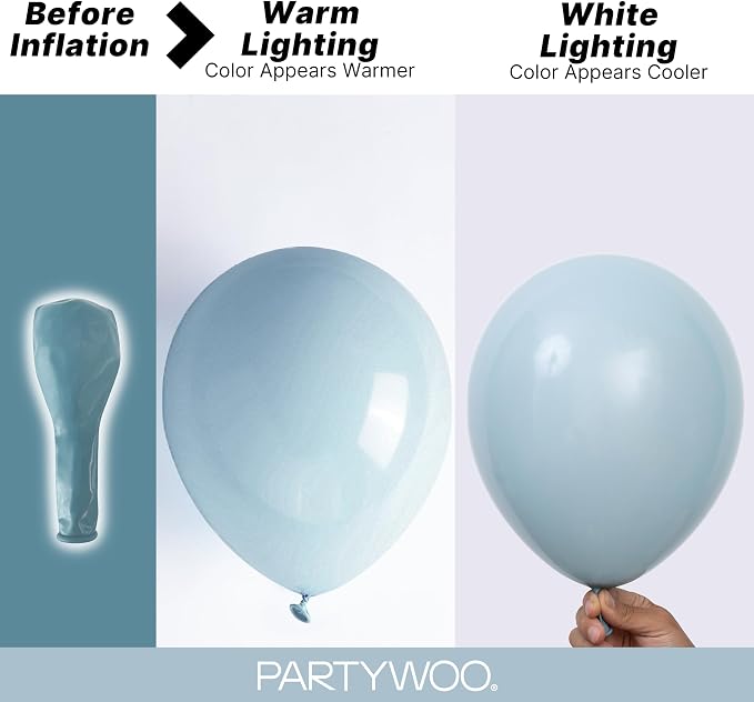 PartyWoo Dusty Blue Balloons 152pcs Different Sizes of 18 12 10 5 Inch Light - Image 3