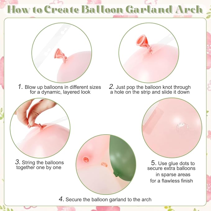 Sage Green and Pink Balloon Arch Kit - Image 6