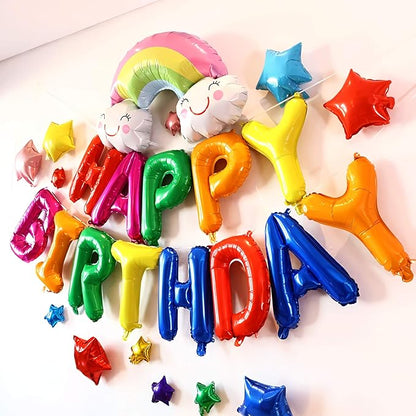 16 Inch Colorful Rainbow Happy Birthday Balloons Banner, Aluminum Foil Letters - Image 3
