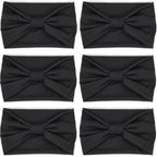IVARYSS Wide Headbands for Women, Black Knotted Head Wraps Turbans, Large African Style Head Bands Hair Accessories, 6 Pack