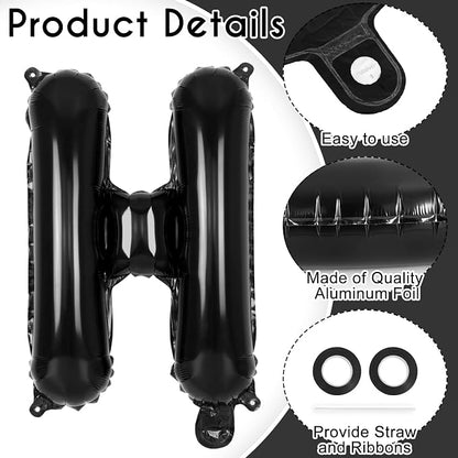 52 Pcs Black Letter Balloons, 16 Inch Foil Alphabet Letter Balloons, Letter A-Z - Image 5