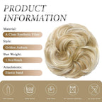 Large Messy Bun Hair Piece Curly Synthetic Extensions Scrunchies Fake Chignon Updo Hairpieces for Women Dirty Blonde Highlights