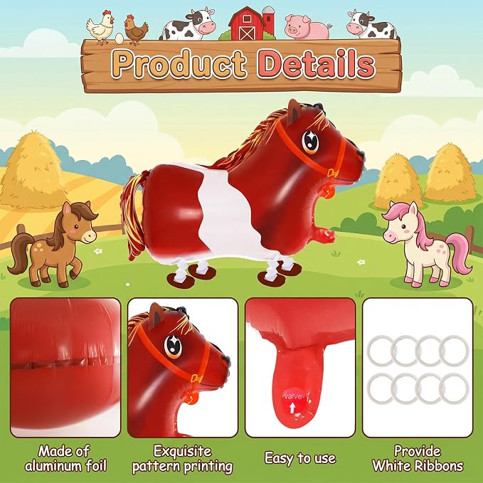 8 Pcs Walking Animal Balloons, Farm Animals Balloons, Walking Foil Mylar Balloon - Image 5