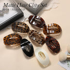 Upgraded 8 Pack French Flat Hair Clips for Women Girls, Matte Lay Flat Claw Clips, Large No-Slip Claw clips for Thick &Thin Hair, Strong Hold Styling Barrettes Accessories for Daily Styling (Leopard)