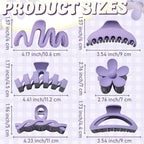 12 Pcs Claw Clips, Multi-Shapes Hair Clips for Women Girls, Non-Slip Large Jaw Claw Clips for Thick Thin Curly Hair Accessories (Purple)