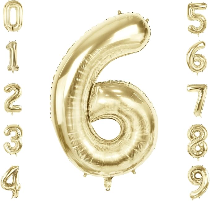 Number 6 Balloons for 6th Birthday Party Decorations, 40 Inch 0-100 Anniversary by Joycard