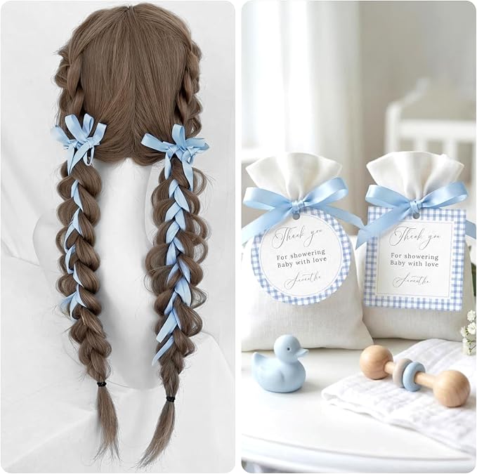 KINGLAKE Light Blue Satin Ribbon - Image 7