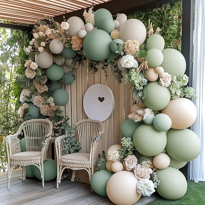 Dusty Green White Sand Balloon Garland - Image 2