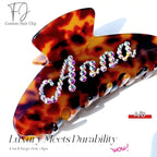 Personalized Colorful Name Hair Claw Clips for Women,Custom Hair Clips with Diamond,Cute Hair Accessories 4",Handmade Rhinestones Hair Clamp Gifts for Mom,Bride,Wife,Bridesmaid,Couples(Tortoise)