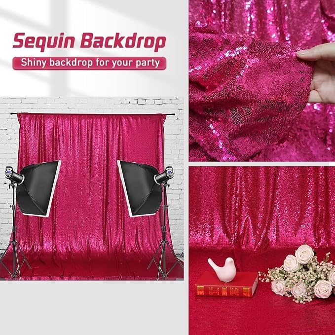 Eternal Beauty Hot Pink 3mm Sequin Backdrop 20x10 Ft - Image 6