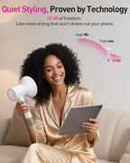 High-Speed Hair Dryer, 160,000 RPM Brushless Motor for Ultra-Fast Drying,500M Ionic Negative for Frizz Reduce, Low Noise Thermo-Control Blow Dryer with Diffuser for Curly Hair Women and Men,White