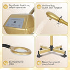Professional Facial Steamer Adjustable Height and Angle, Face Steamer Clean Skin Firming Pores and Moisturizing Suitable for a Beauty, Spa, at Home（Gold）