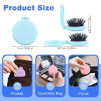 4 Colors Folding Mirror Hairbrush, 2 in 1 Compact Pocket Mirror Comb with DIY Stickers, Round Mini Pocket Makeup Mirror for Travel Women Girls (4 Pcs)