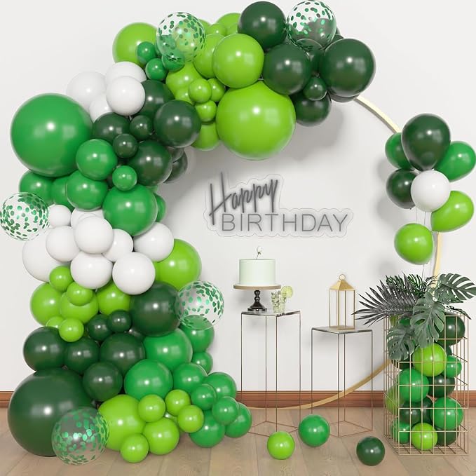 Archloon 156pcs Green Balloons Arch Garland Kit, Different Sizes 18 12 10 5inch by Aarchloon
