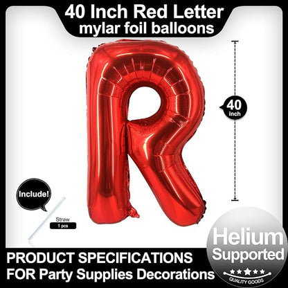 40 Inch Red Letter R Balloons, DIY Phrase Foil Alphabet Letter R Balloons DIY - Image 2