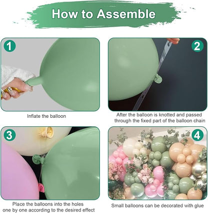 128Pcs Sage Green and Pink Balloon Arch Kit - Image 3