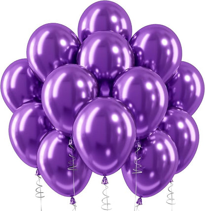 Metallic Purple Balloons, 12 Inch Chrome Purple Latex Party Balloon | 30 Pack by Jobkoo