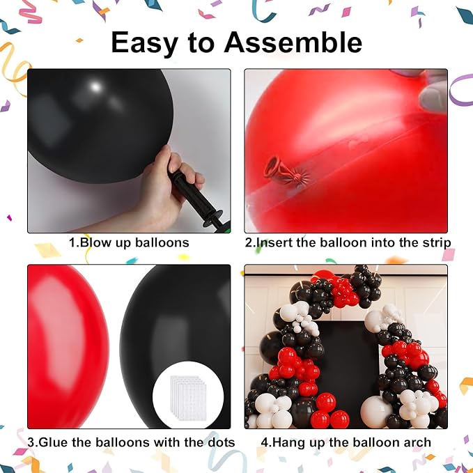 Red and Black Balloons, Graduation, Racing Car Poker Card Supplies Decorations - Image 3