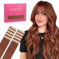 Wennalife Human Hair Dark Auburn Copper Extensions, 10pcs 25g 16 inch Remy Invisible Tape 25g, Straight Colored Soft Real Human Hair Refill Set