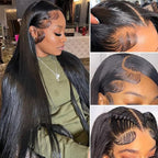 Hermosa 12A 13x4 HD Lace Front Human Hair Wigs Pre Plucked with Baby Hair 220% Density Brazilian Straight Wigs Human Hair for Women Natural Hairline 20 inch