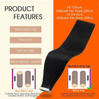 Full Shine Tape in Hair Extensions Human Hair 14Inch Black Remy Human Hair Extensions Invisible Color 1B Natural Tape in Extensions Real Human Hair 20Pcs 50G Double Sided Hair Extension Tape ins