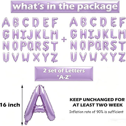 52 Pcs Pastel Purple Letter Balloons, Custom 2 Set A-Z Set - Image 3